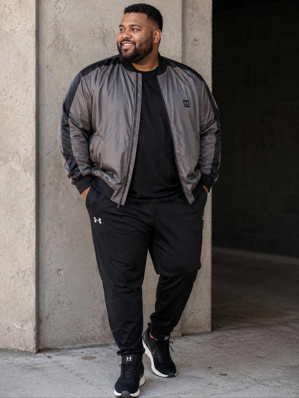 Under Armour Men's Charcoal and Black Bomber Jacket